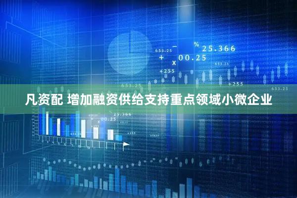 凡资配 增加融资供给支持重点领域小微企业