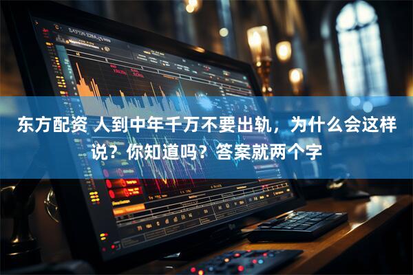 东方配资 人到中年千万不要出轨，为什么会这样说？你知道吗？答案就两个字